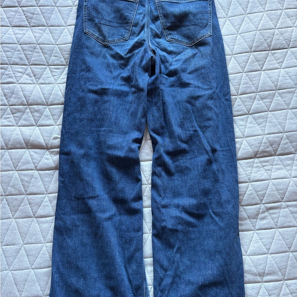 American Eagle Outfitters Deep Blue Ripped Wide Leg Jeans - Picture 5 of 6